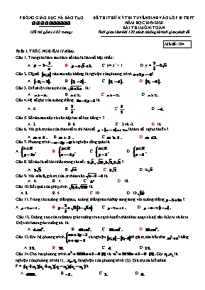 Đề thi thử kì thi tuyển sinh vào Lớp 10 THPT môn Toán - Mã đề 104 - Năm học 2019-2020 (Có đáp án)